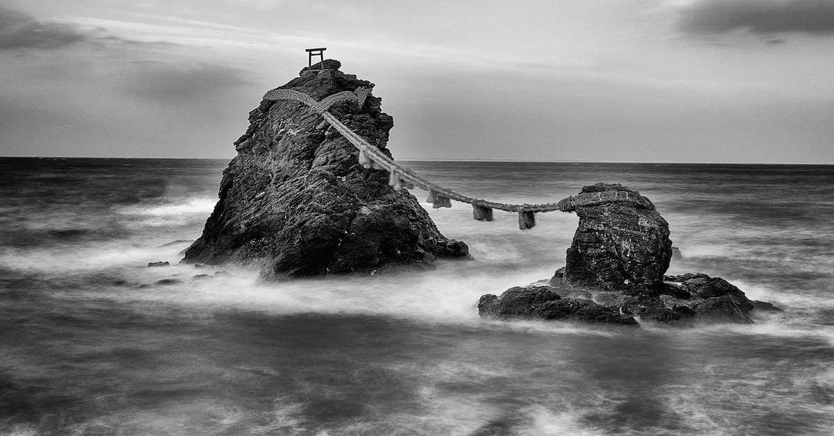 Meoto Iwa - Two Large Rocks Joined by Heavy Rope