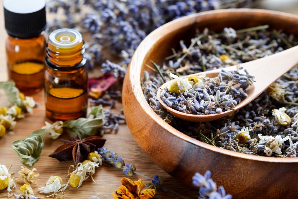 Dried Lavender and Lavender Essential Oil