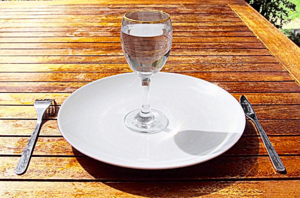 Fasting Plate with No Food and only a Glass of Water