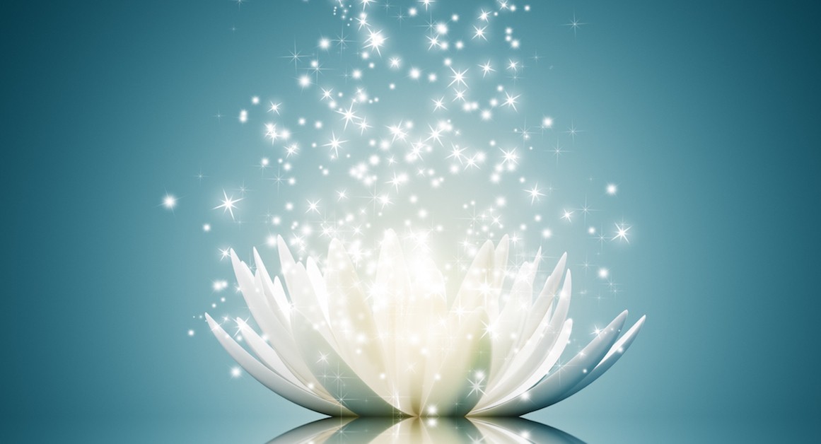 White Flower Opening Up and Releasing Sparkling Glowing Energy